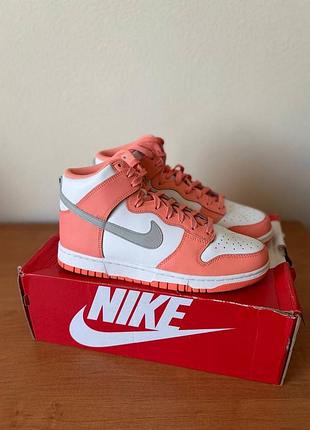 Кросівки жіночі nike dunk high помаранчеві, білі 39, 40.5