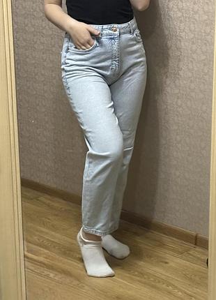 Светло-голубые джинсы zara прямого кроя / mom fit (high waist straight / mom)
