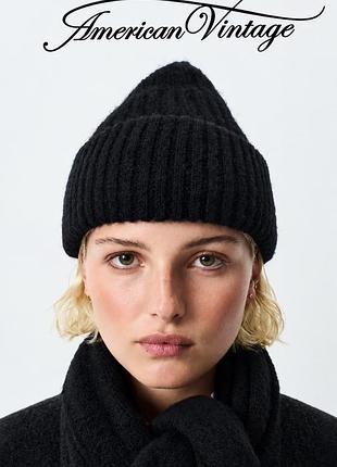Черная шапка бини american vintage