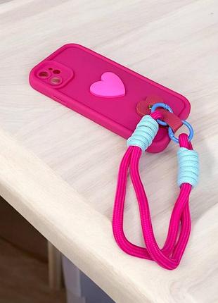 Чохол apple iphone рожевий з ремінцем