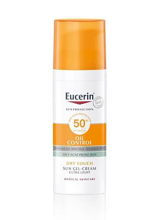 Гель-крем для лица eucerin (юцерин) oil control солнцезащитный матирующий для жирной и комбинированной кожи spf50+ 50 мл
