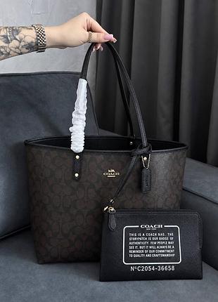 Шопер жіночий coach двосторонній коричневий