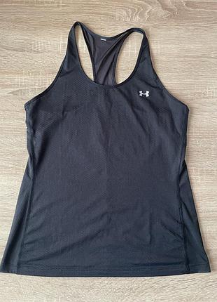 Жіноча спортивна майка under armour у класичному чорному кольорі, яка базується на популярній моделі under armour heatgear armour racer tank