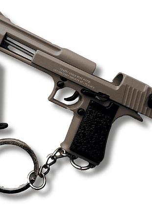 Металлический брелок desert eagle sand (песочный) 66 мм со сьемным магазином и подвижным затвором разборный тактический