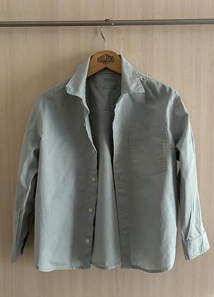 Дитяча сорочка zara у  блідо-м'ятному відтінку. size 6, 116 cm
