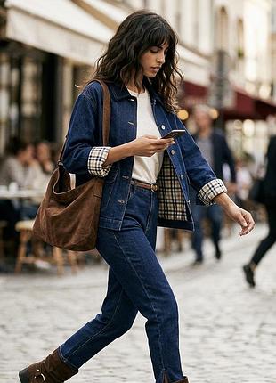 Джинсова boxy куртка, стиль barn jacket sinsay 6