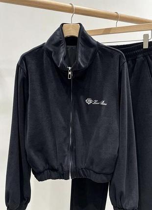 Жіночий спортивний костюм loro piana велюровий чорний