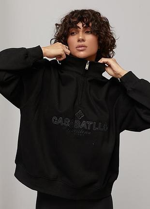 Теплий світшот oversize з вишитим написом