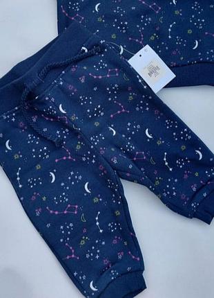 Спортивні штани для хлопчика primark утеплені на флісі, сині з принтом