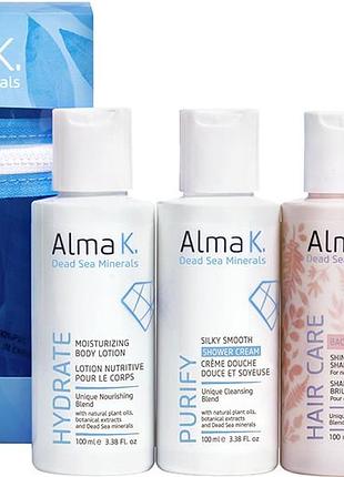Набір дорожній для догляду за тілом і волоссям head to toe essentials alma k (100 мл/100 мл/100 мл/100 мл)