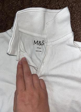 Поло m&s білий, класичне, 3-4 роки, б/в 2