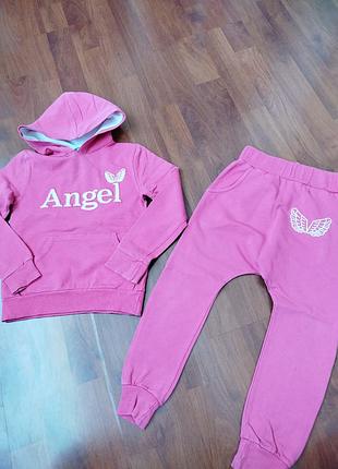 Стильный розовый костюм "angel" для девочки (рост 104-110)