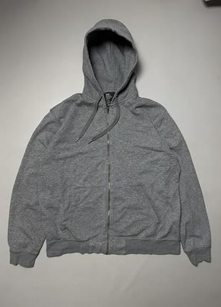 Серая худи толстовка на молнии h&amp;m basic размер xl