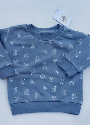 Кофта для хлопчика primark утеплена на флісі, блакитна з бiлками