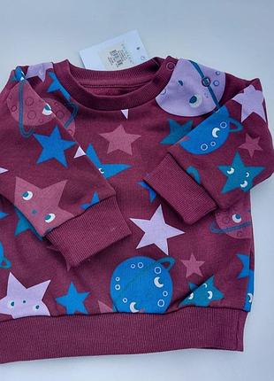 Кофта для малюка primark утеплена на флісі з принтом зірок та планет