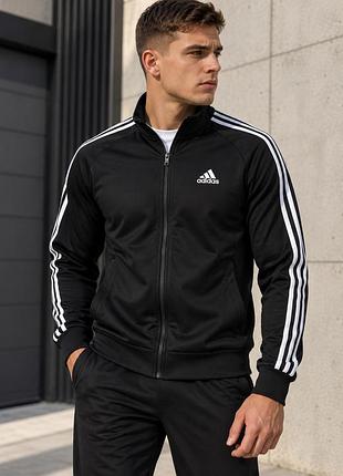 Чоловіча спортивна кофта adidas performance 3-stripes чорна l олімпійка зіпка адідас