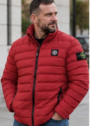 Чоловіча стьобана куртка stone island червона m 48