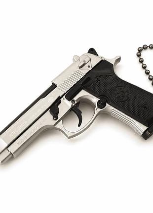 Тактичний металевий брелок пістолет beretta m92 1:3 (беретта m92) 75 мм зі знімною обоймою, рухомим затвором і курком розбірний