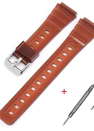 Ремешок casio accessories для f-91w jelly brown si, полимерный коричневый (1051-0928)