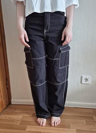 Брюки жіночі h&m карго чорні s 8