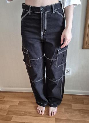 Брюки жіночі h&m карго чорні s 10