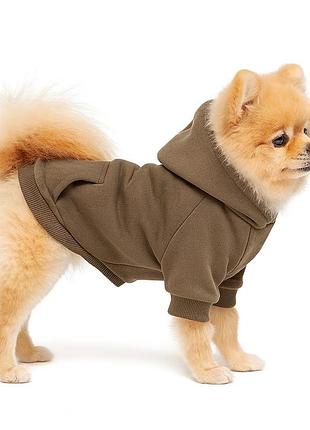 Кофта для котів та собак diego hoodie утеплена, розмір s хакі