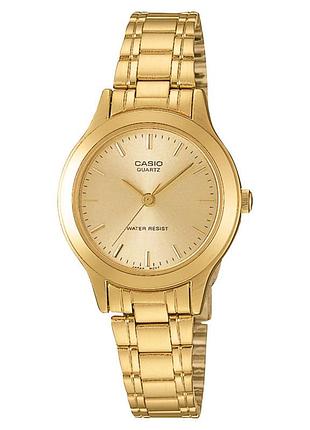 Жіночий годинник casio ltp-1128n-9a сталевий браслет золотистий циферблат