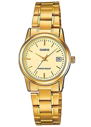 Жіночий годинник casio ltp-v002g-9a сталевий браслет золотистий циферблат