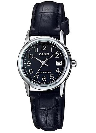 Жіночий годинник casio ltp-v002l-1b шкіряний ремінець чорний циферблат