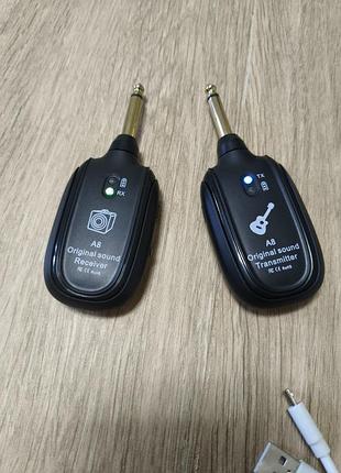 Беспроводная радиосистема для гитары a8 original sound (продаватель и приемник jack 6.35 мм)