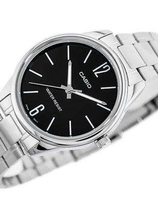 Жіночий годинник casio ltp-v005d-1b сталевий браслет чорний циферблат