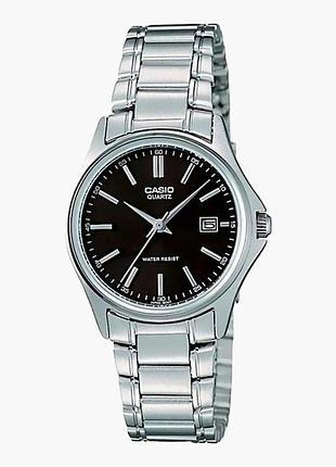 Жіночий годинник casio ltp-1183a-1a сталевий браслет чорний циферблат