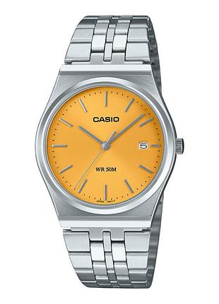 Чоловічий годинник casio mtp-b145d-9a сталевий браслет жовтий циферблат
