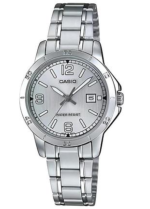 Жіночий годинник casio ltp-v004d-7b2 сталевий браслет сріблястий циферблат
