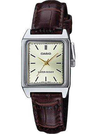 Жіночий годинник casio ltp-v007l-9e шкіряний ремінець золотистий циферблат