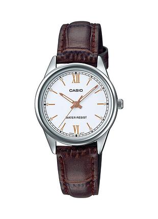 Жіночий годинник casio ltp-v005l-7b3 шкіряний ремінець білий циферблат