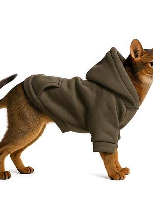 Кофта для котів та собак diego hoodie утеплена, розмір l хакі