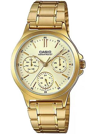 Женские часы casio ltp-v300g-9a стальной браслет золотистый циферблат