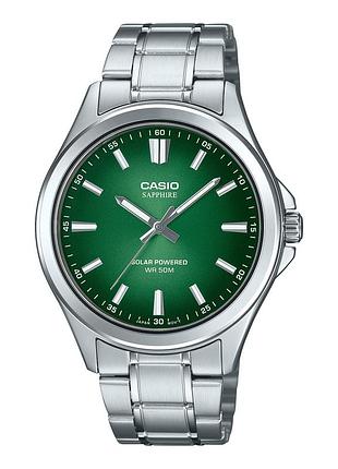 Чоловічий годинник casio mts-rs100d-3a сталевий браслет зелений циферблат