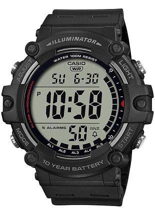 Чоловічий електронний годинник casio ae-1500wh-1a полімерний ремінець сірий дисплей