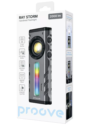 Яркий портативный фонарик proove ray storm (2000lm) (flrs20010003)