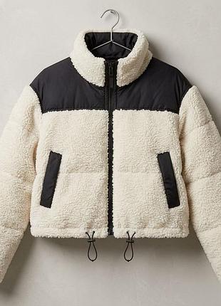 Куртка жіноча asos design кроп-пуховик, чорно-біла, розмір s