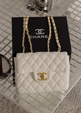 Сумка chanel classic flap mini bag 20 белый