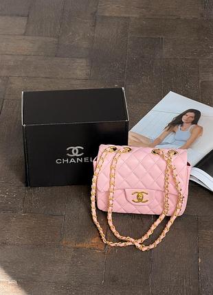 Сумка chanel classic flap mini bag 20 розовый