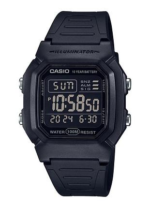 Мужские электронные часы casio w-800h-1b полимерный ремешок чёрный дисплей