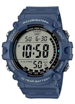 Чоловічий електронний годинник casio ae-1500wh-2a полімерний ремінець сірий дисплей