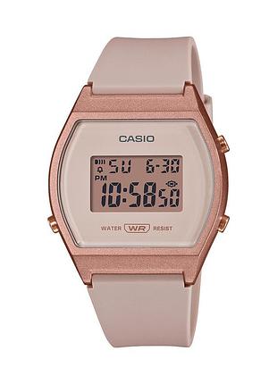 Жіночий електронний годинник casio lw-204-4a полімерний ремінець рожевий дисплей