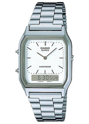 Годинник унісекс casio vintage aq-230a-7d сталевий браслет білий циферблат