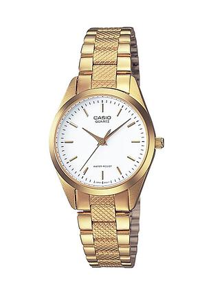 Женские часы casio ltp-1274g-7a стальной браслет белый циферблат