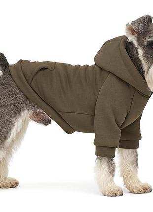 Кофта для котів та собак diego hoodie утеплена, розмір хl хакі